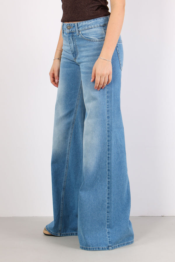 Eos Denim Zampa Taglio Asimmetrico Denim Chiaro-2