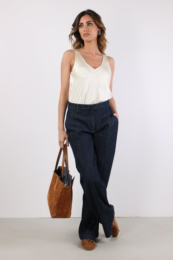 Top Scavo V Effetto Raso Bianco Ottico