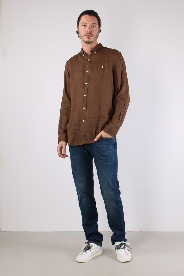 Camicia Lino Slim Fit Chestnut-2