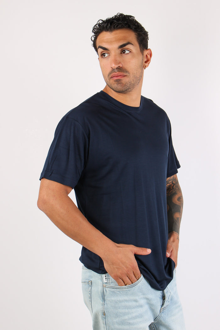 T-shirt Tencel Blu Navy-3