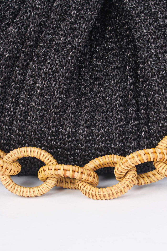 Clutch Rafia Crochet Catena Nero-6