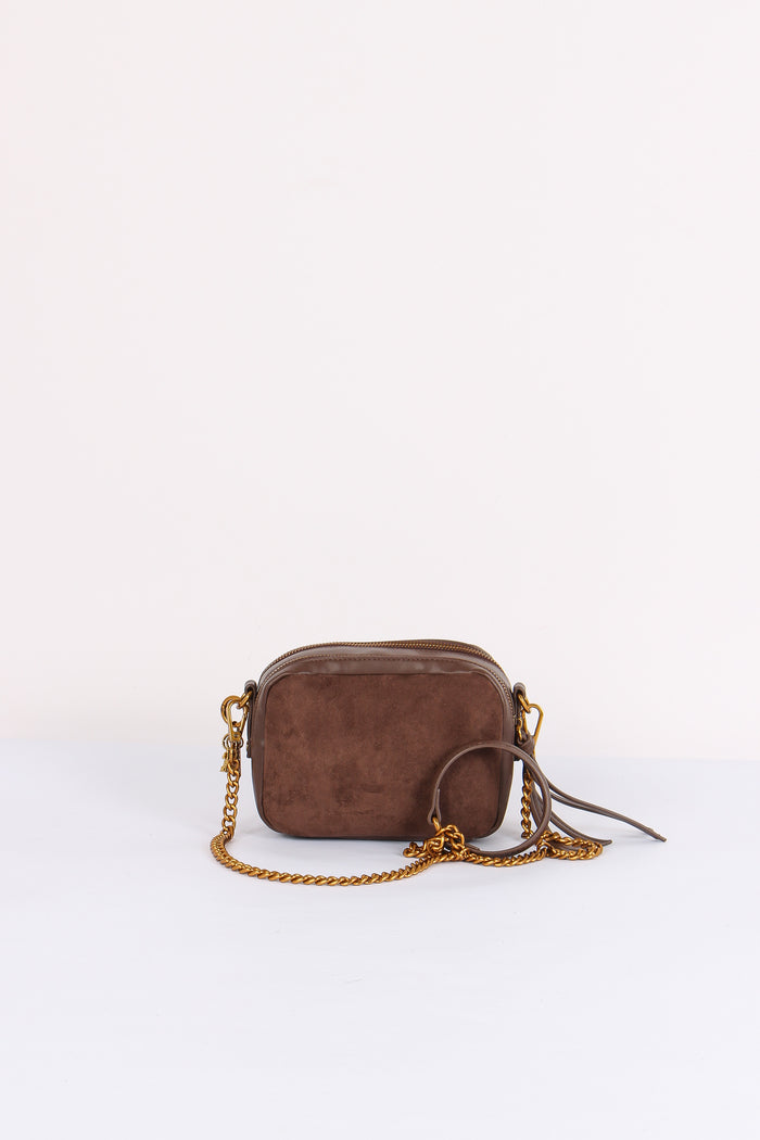 Camera Bag Logo Borchie Suede Brown-3