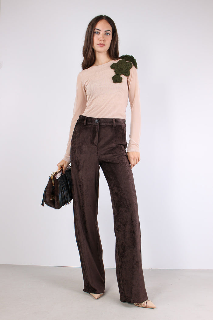 T-shirt Tulle Applicazione Ros Military/nude-7