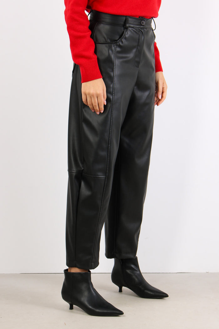 Pantalone Ecopelle Cucitura Ce Nero-5