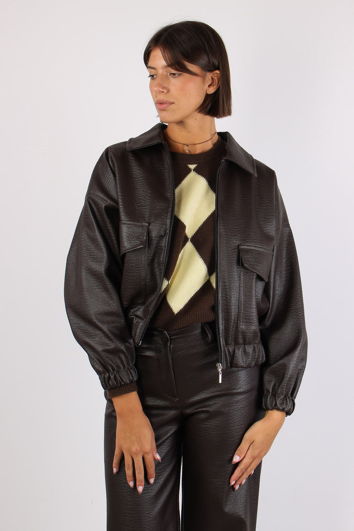Bomber Pelle Martellata Moro-4