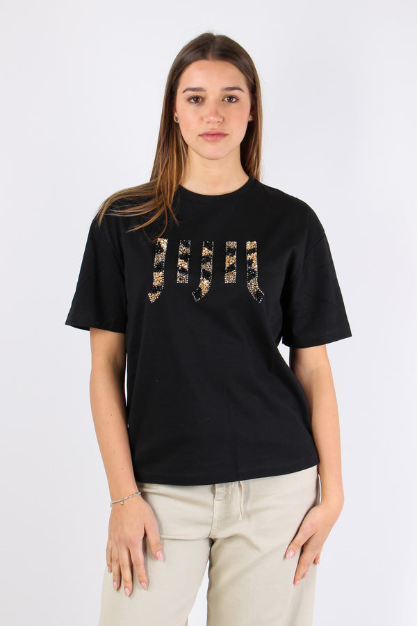 T-shirt Logo Strass Black-2
