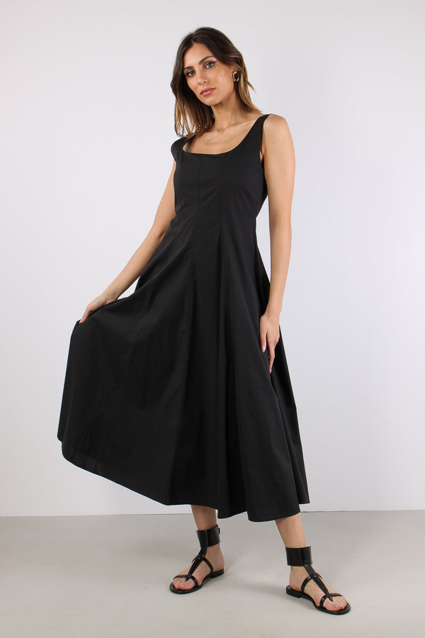 Abito Scavo Quadro Cotone Nero-2