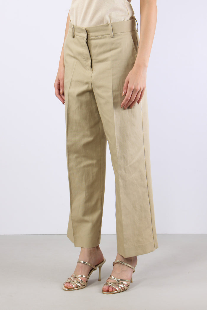 Zircone Pantalone Cropped Misto Lino Sabbia-2