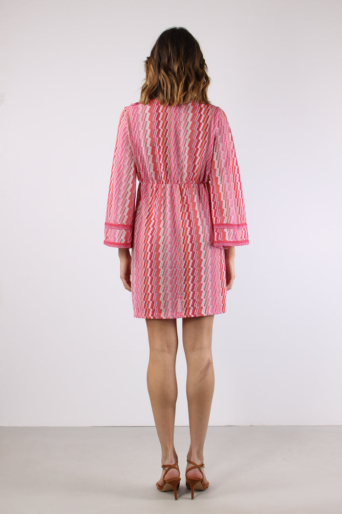 Abito Corto Frange Electric Fuxia-4