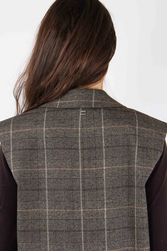 Gilet Lungo Quadri Caffe-8