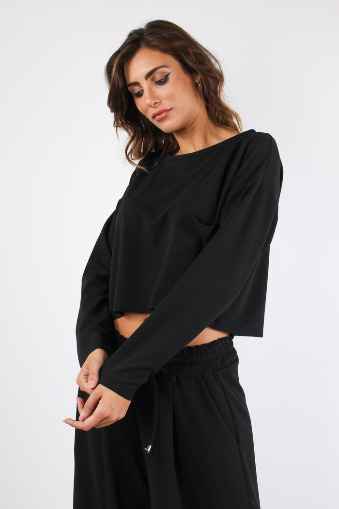 Felpa Scuba Maxi Tasca Nero-7