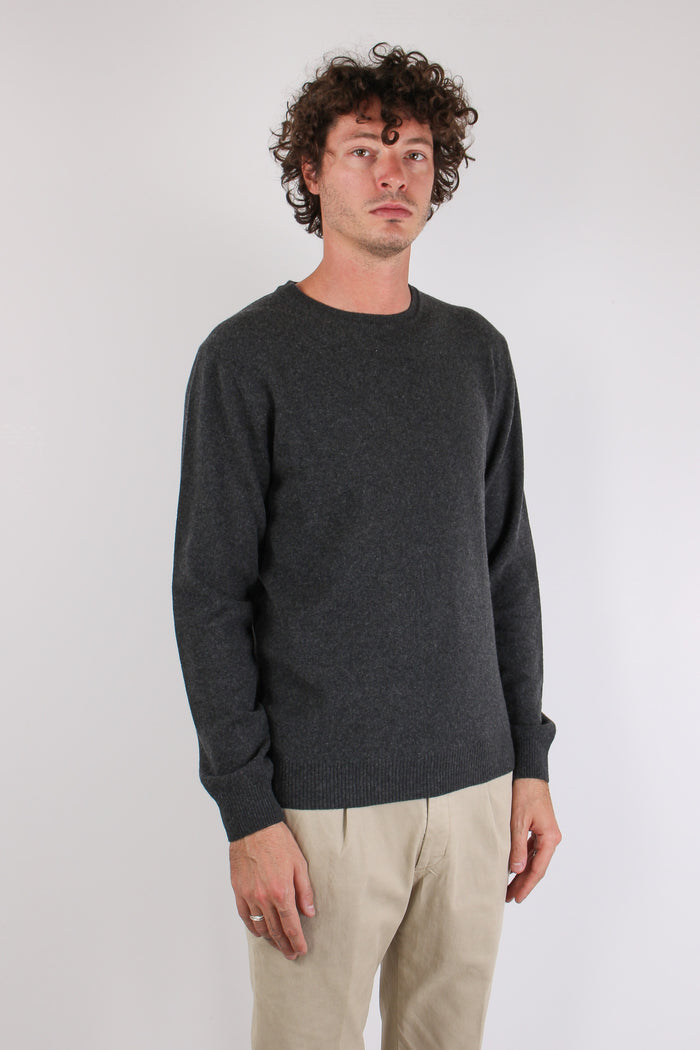 Maglia Girocollo Rasato Misto Lana Antracite-4