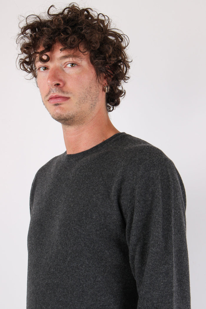 Maglia Girocollo Rasato Misto Lana Antracite-5