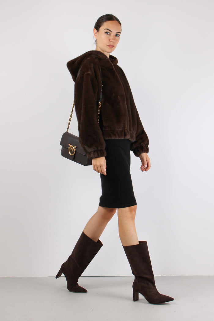 Pelliccia Cappuccio Zip Moro-3