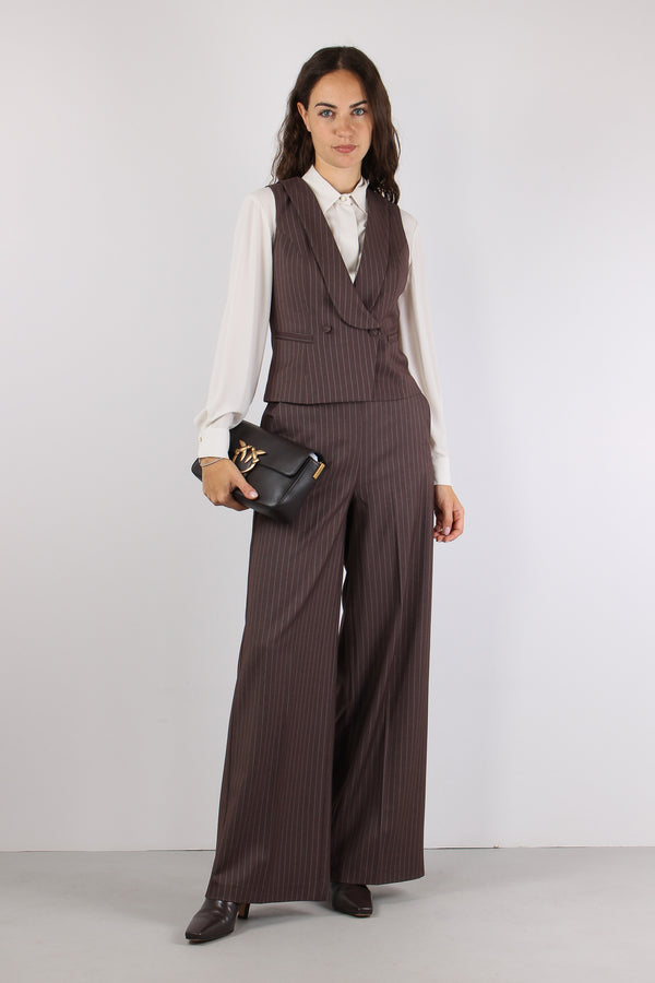 Pantalone Palazzo Gessato Taupe