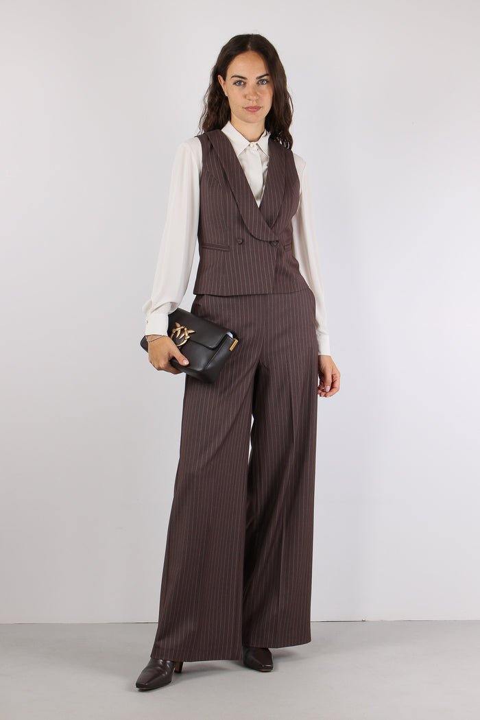 Pantalone Palazzo Gessato Taupe