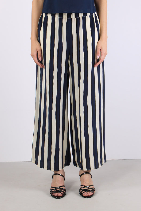 Nirvana Pantalone Cropped Riga Blu/bianco-2