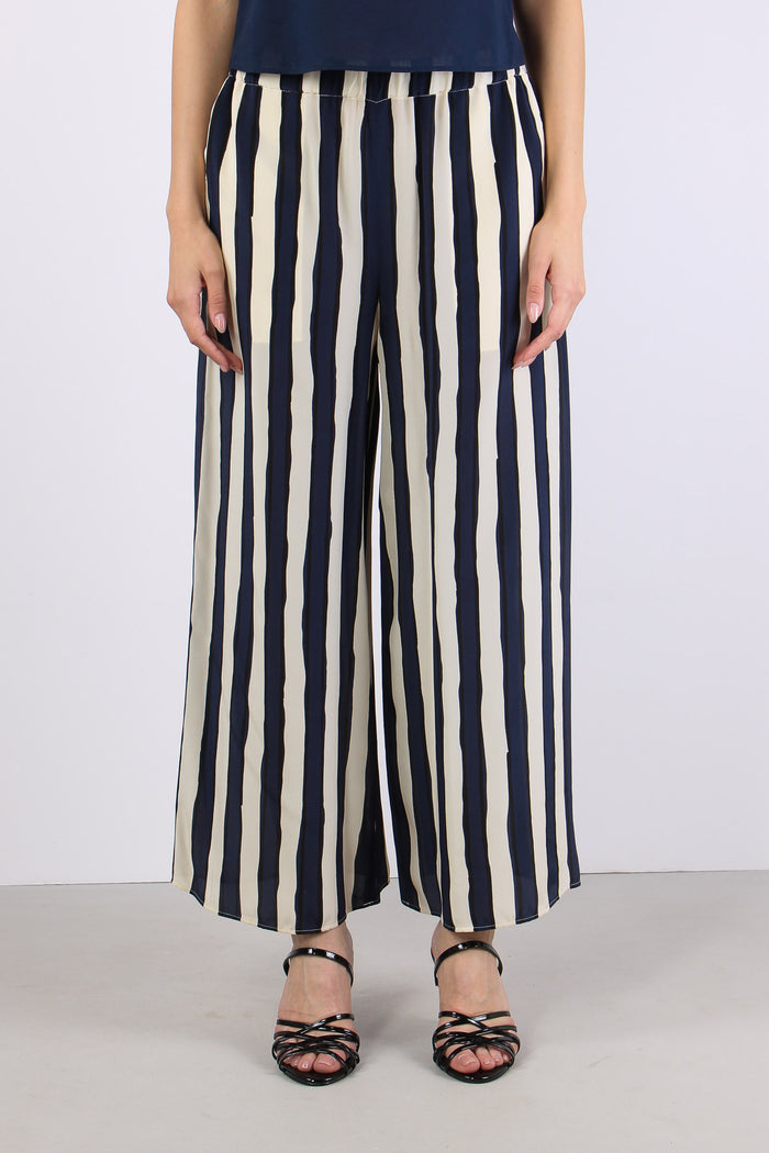 Nirvana Pantalone Cropped Riga Blu/bianco-2
