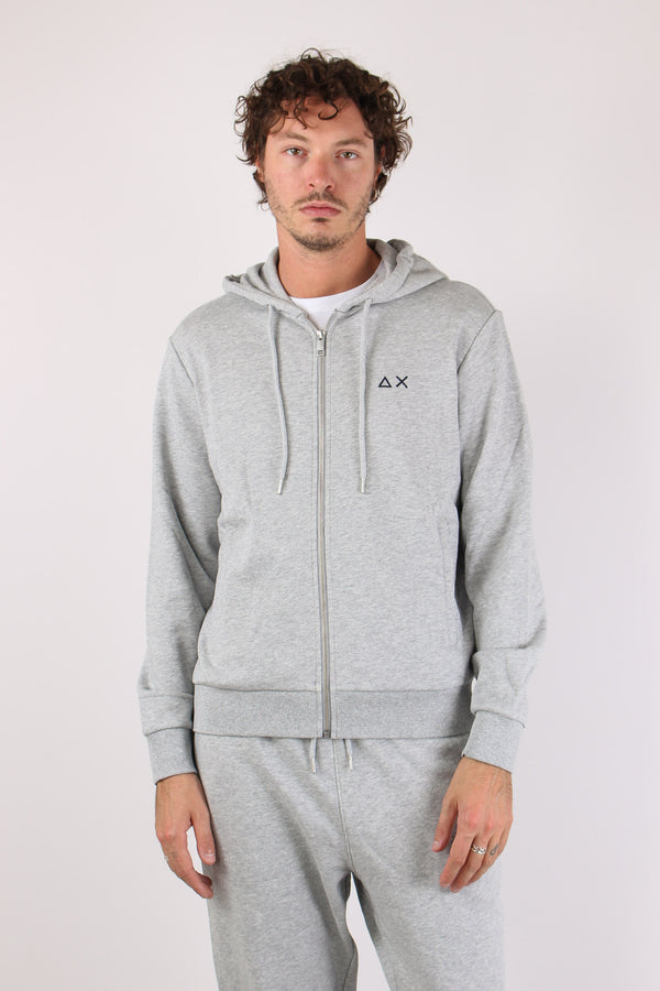 Felpa Full Zip Cappuccio Grigio