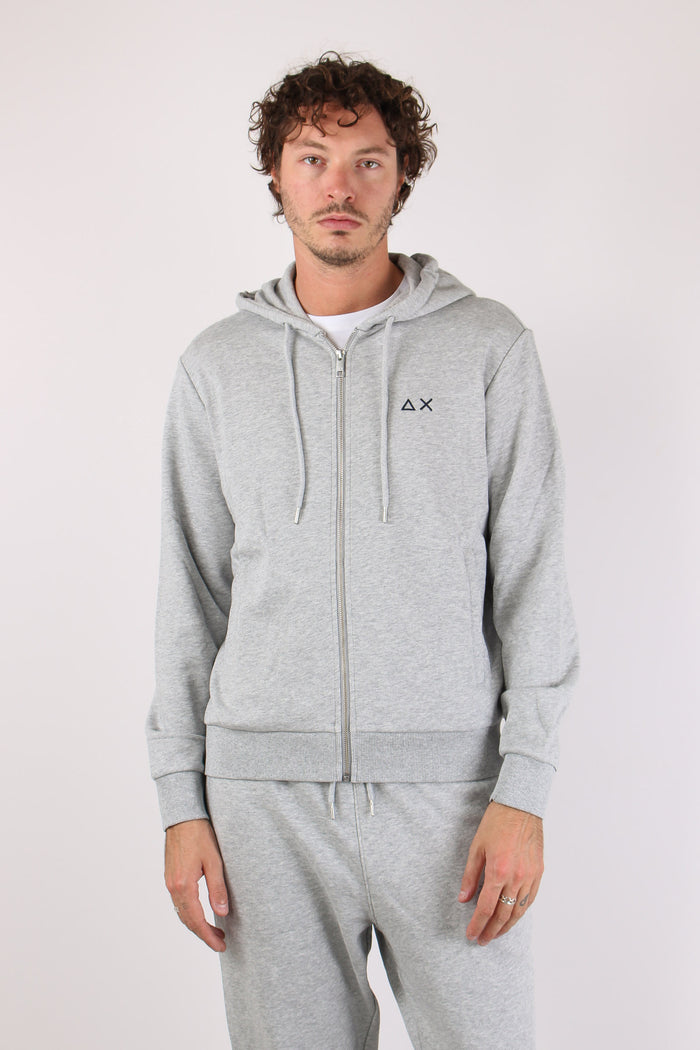 Felpa Full Zip Cappuccio Grigio
