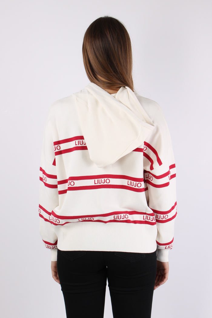 Maglia Cappuccio Riga Bianco/ciliegia-3