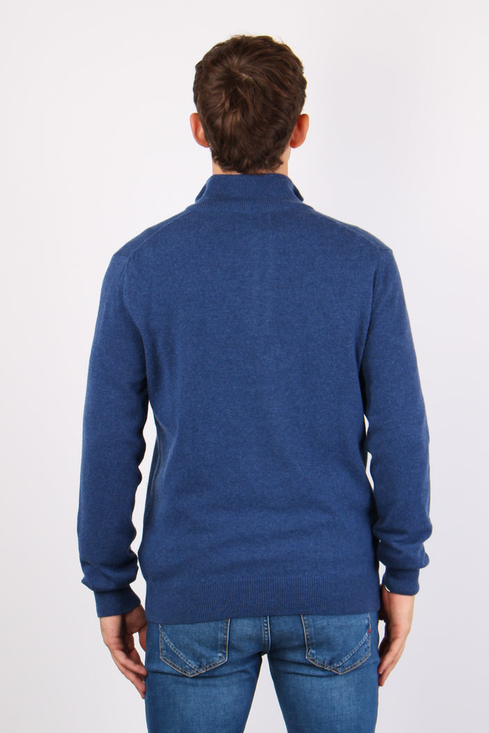 Pullover Mezza Zip Lana Rustic Navy-3