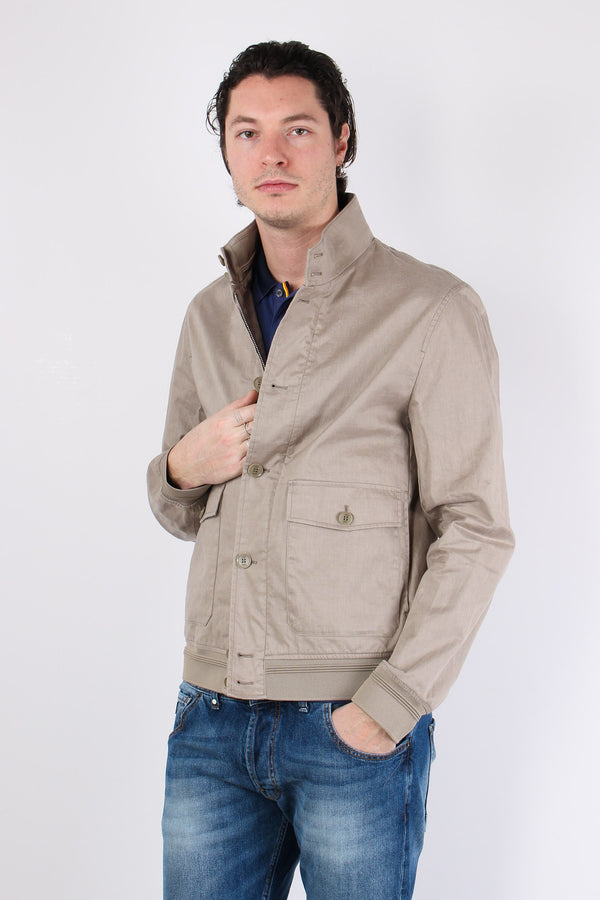 Bomber Lino Bottoni Beige/safari