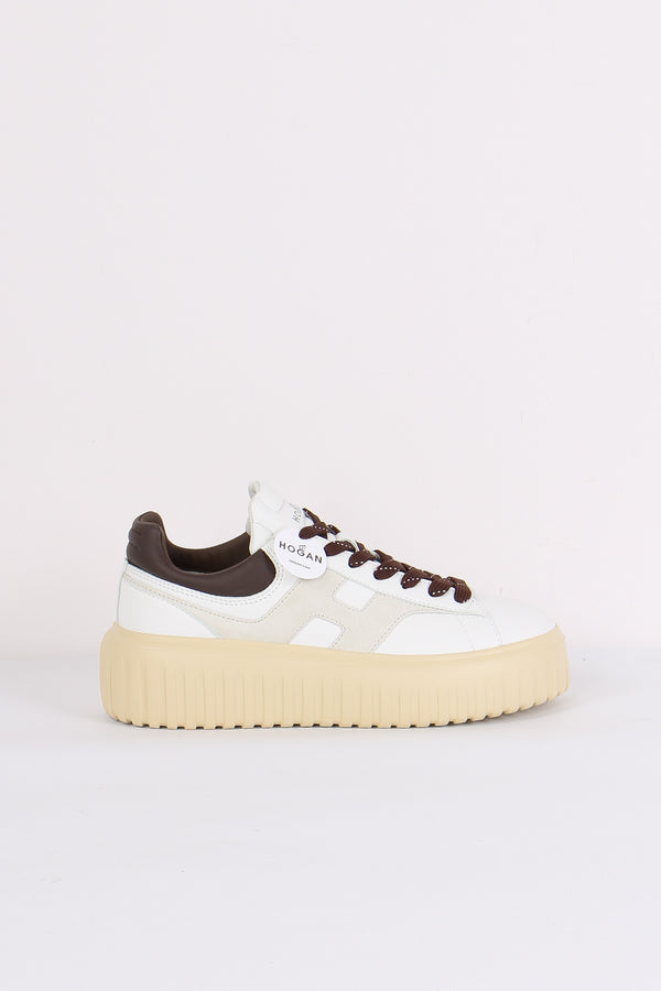 Sneaker Platform Suola Riga Bianco/marrone
