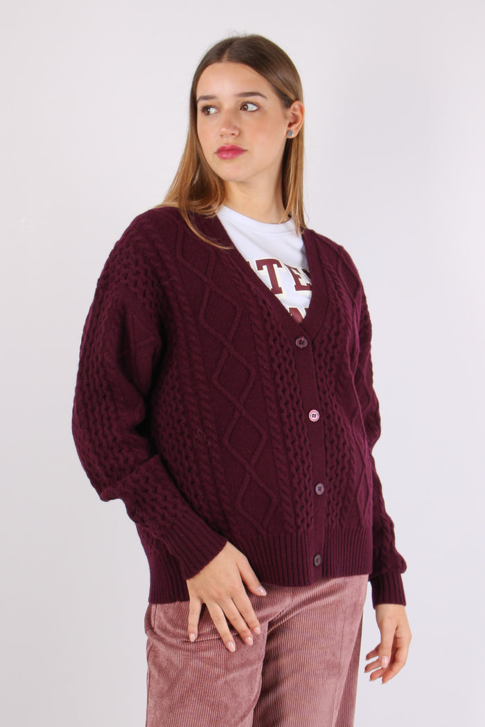 Cardigan Trecca 100% Lana Vino-6
