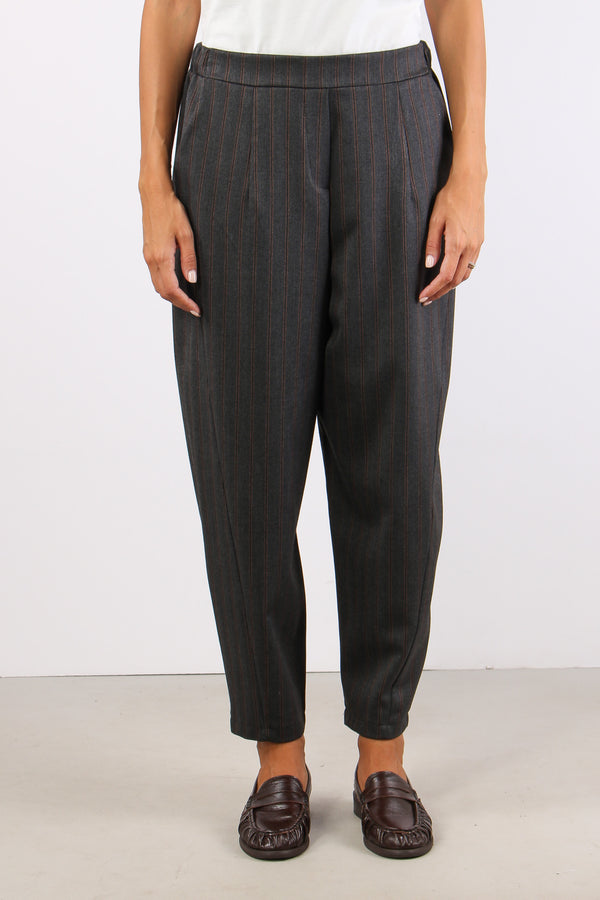 Pantalone Carrot Gessato Grigio/ruggine-2