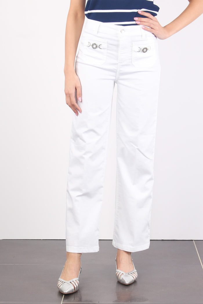 Pantalone Cropped Fibbia Tasca Bianco Ottico-2
