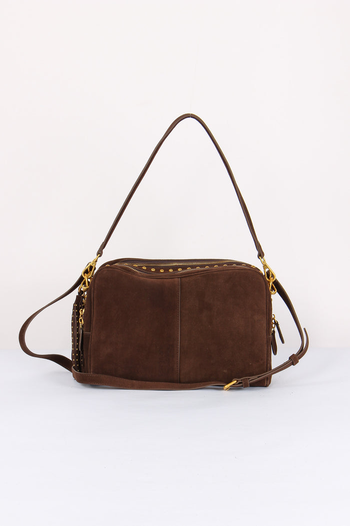 Bauletto Camoscio Frange Dark Brown-3