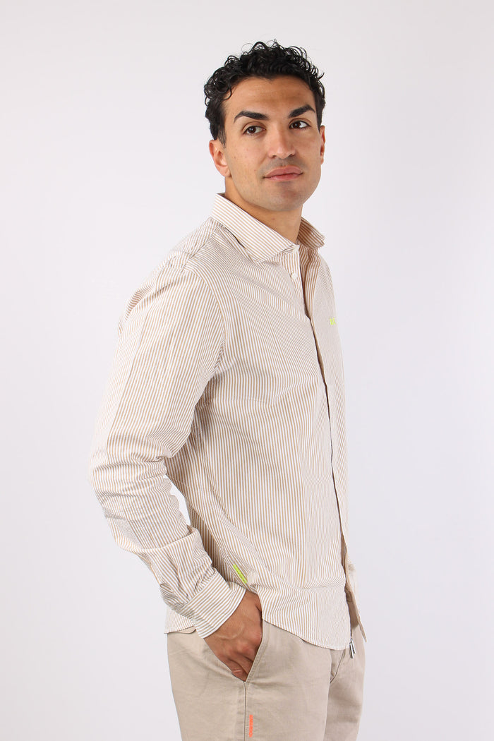 Camicia Fancy Riga Beige/bianco-3