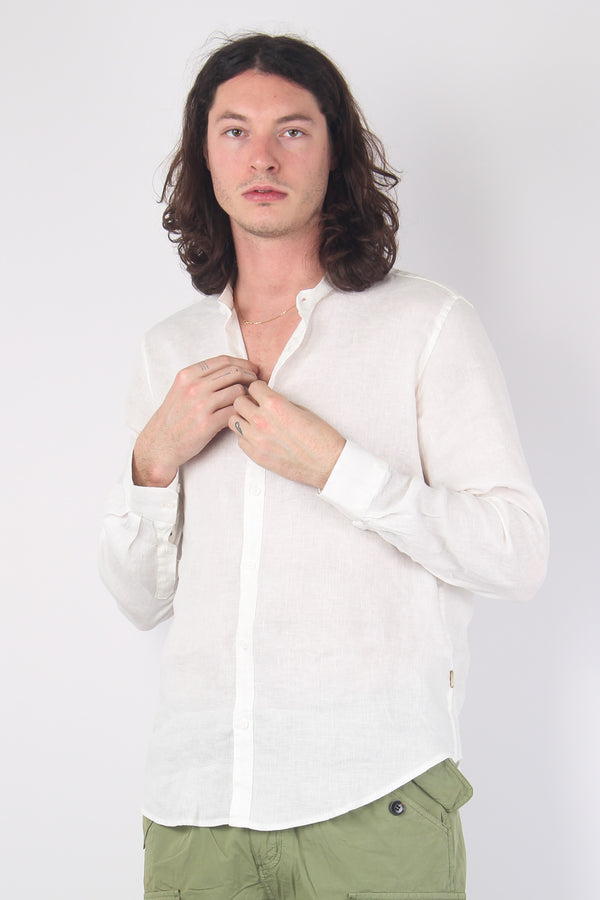 Camicia Lino Coreana White-2