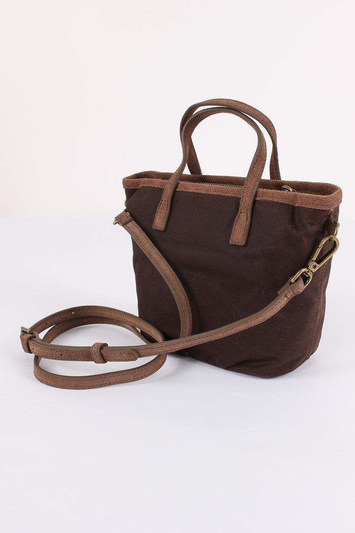 Borsa City Mini Ricamo Logo Brown-6
