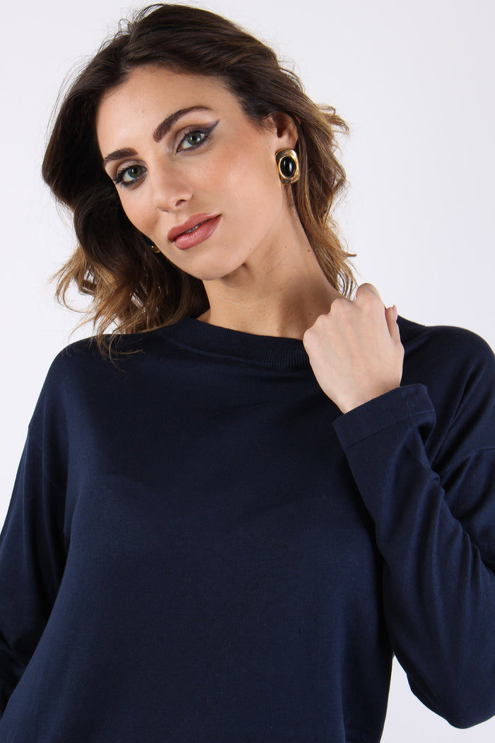 Wkdlepre Maglia Seta Cotone Blu-8
