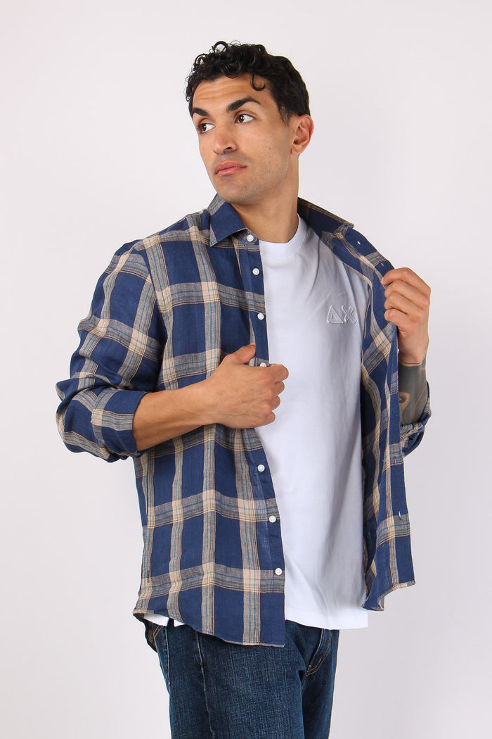 Camicia Madras Lino Navy-7