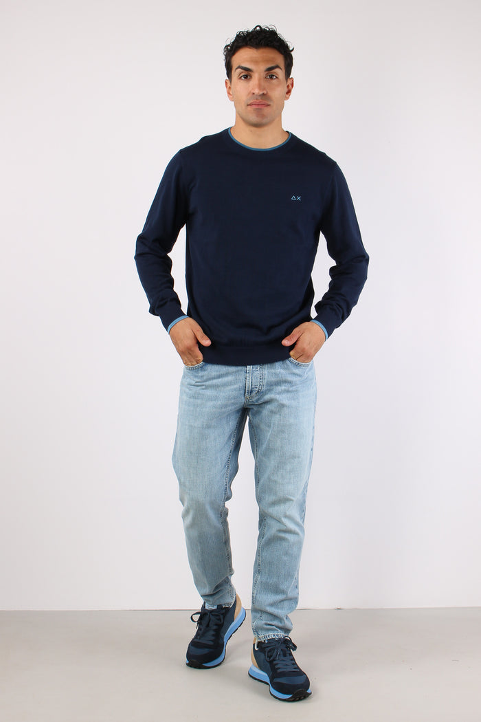 Maglia Collo Contrasto Navy Blue-2