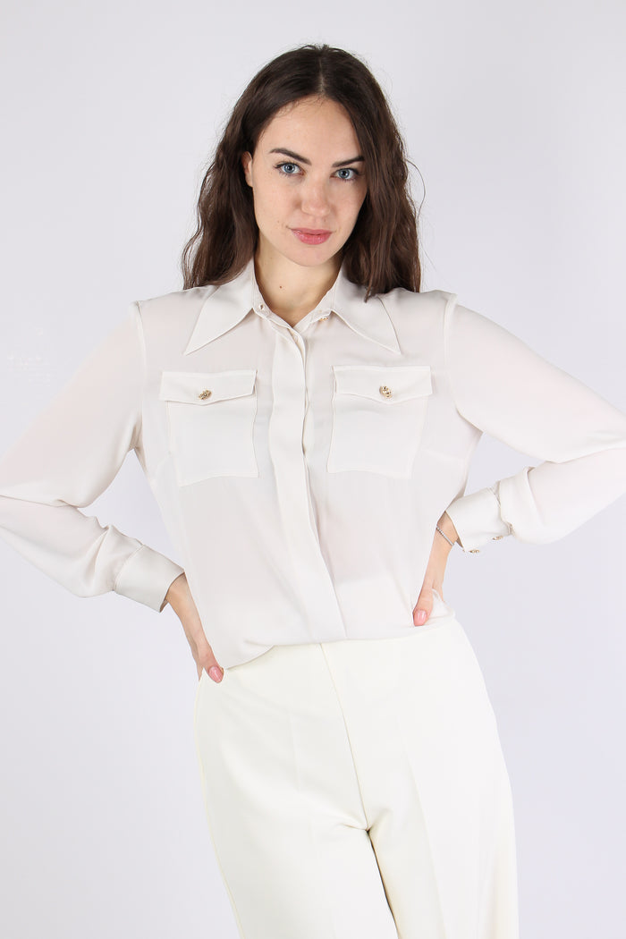 Camicia Tasche Applicate Milk-7