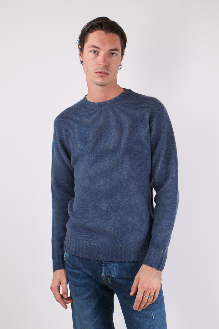 Maglia Girocollo Reversibile Blu/beige