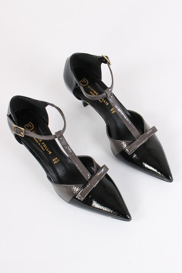 Tanghero Pelle Lucida Fiocco Nero/grigio-2