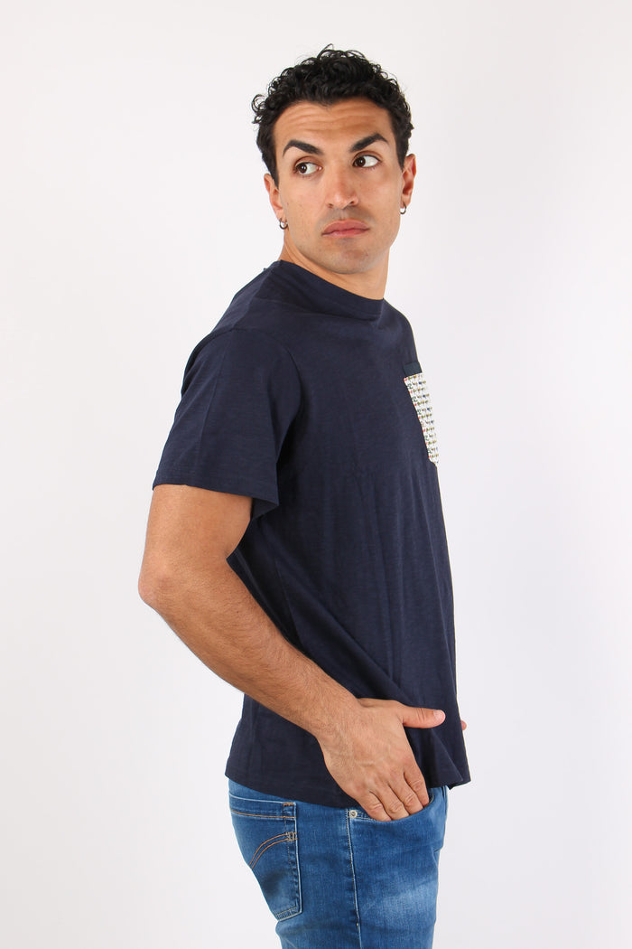 T-shirt Girocollo Taschino Blue-7