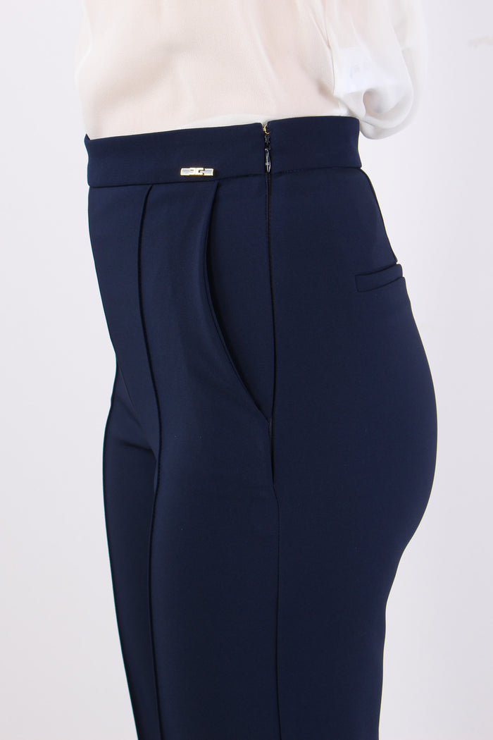 Pantalone Slim Fit Crepe Blu Notte-8