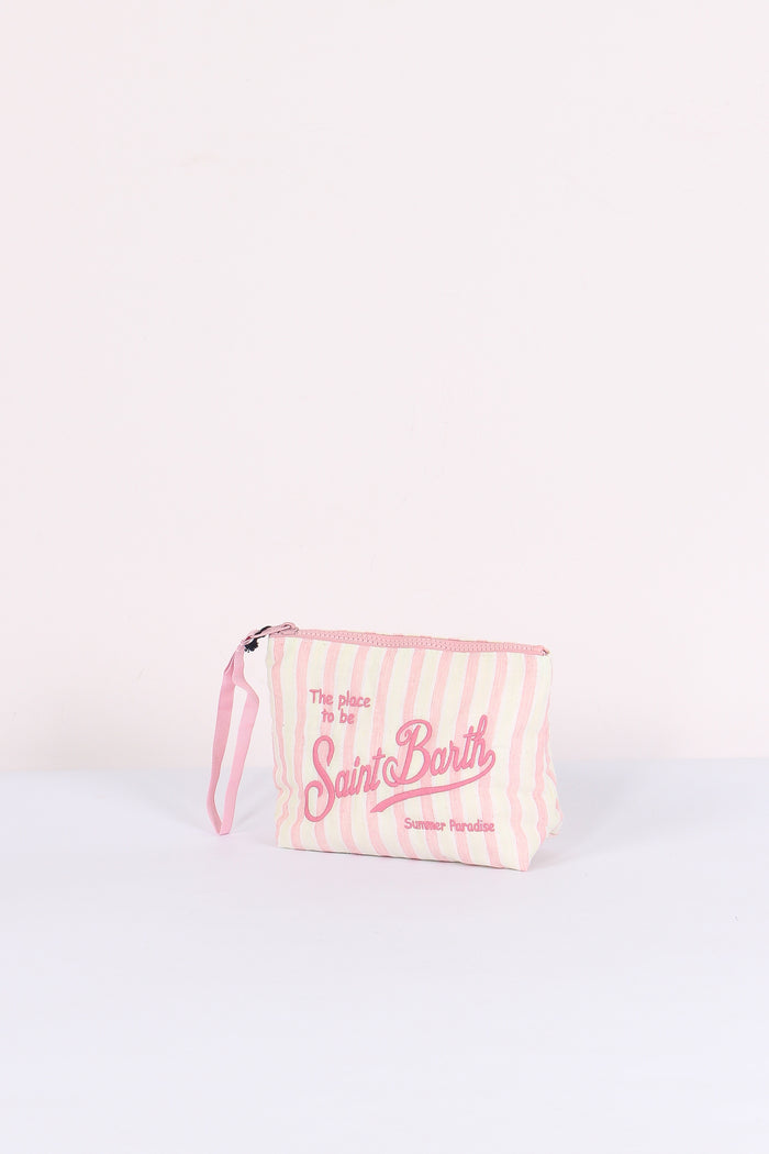 Aline Pochette Cotone Righe Rosa-2