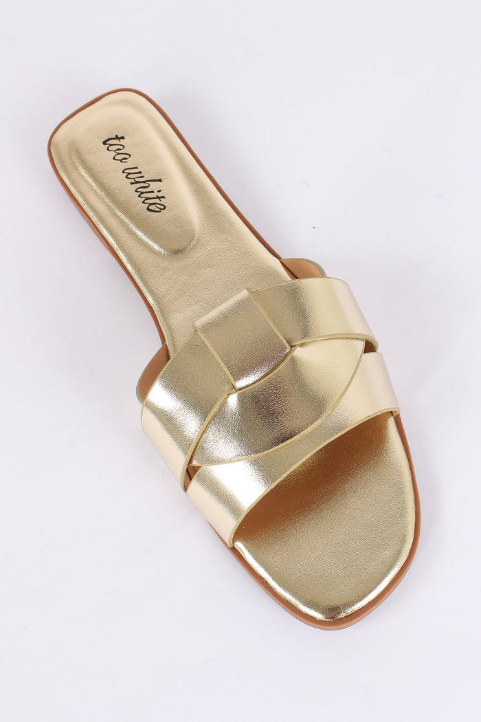 Ciabatta Incrocio Laminata Oro-5