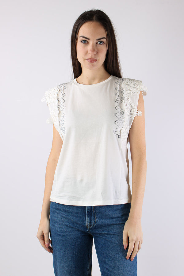 Canotta Inserto Macrame Bianco Lana-2