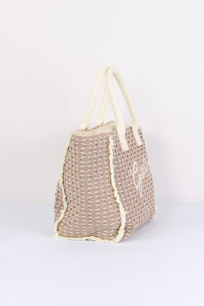 Shopping Intreccio Frange Beige-5