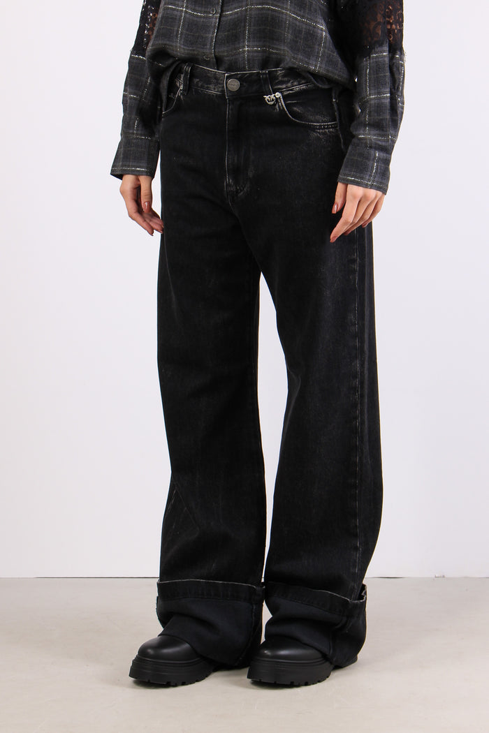 Wanda Denim Maxi Risvolto Denim Nero-6