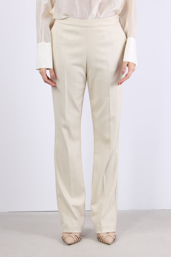 Pantalone Dritto Gessato Ivory-2