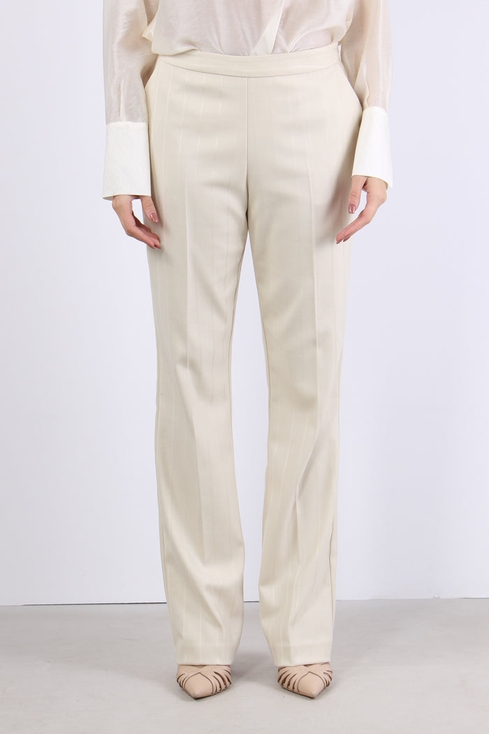 Pantalone Dritto Gessato Ivory-2